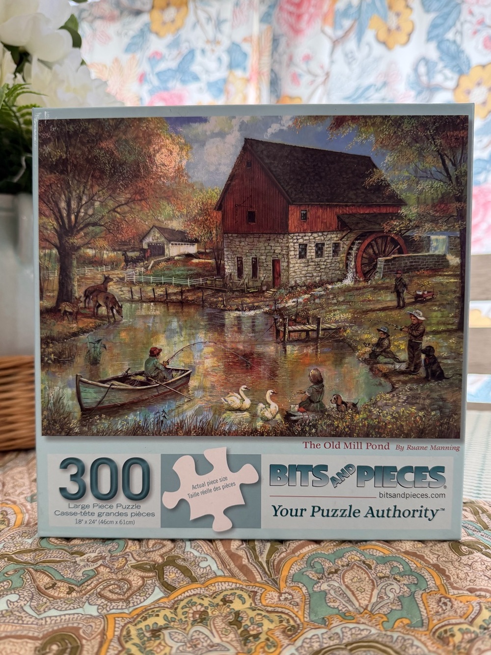 The Old Mill Pond" 300-piece large-piece jigsaw puzzle by Bits and Pieces